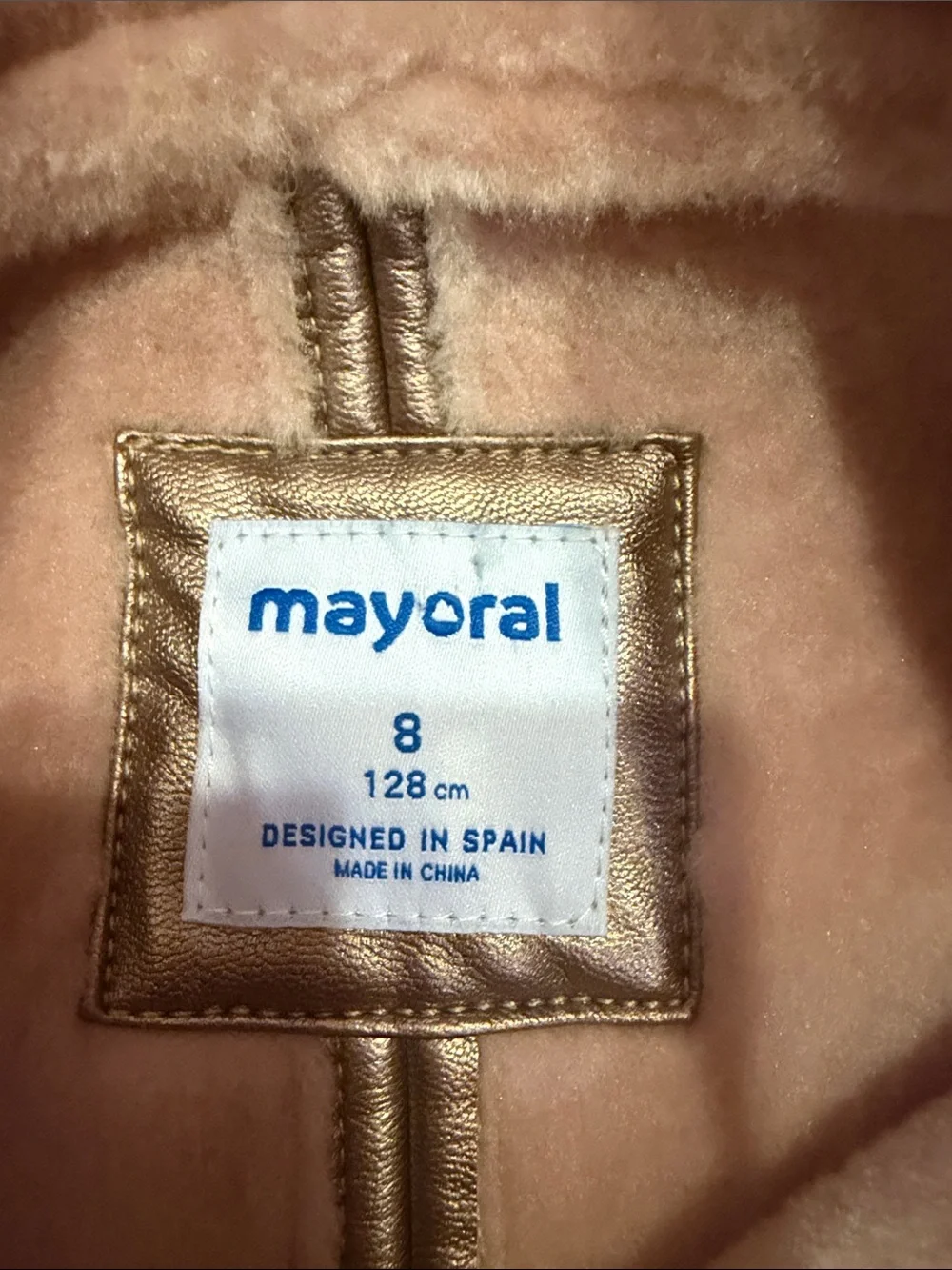 Mayoral Metallic Rose Faux-Shearling girls Biker Jacket